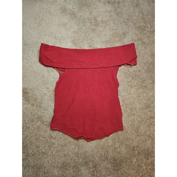Free People This Cutie off the Shoulder Crop Top Red Size Large - Picture 6 of 6